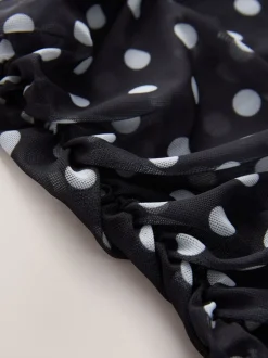 Tops En T-Shirts*Next Zwart met stippen - Top met lange mouwen, gerimpelde zijkanten en mesh