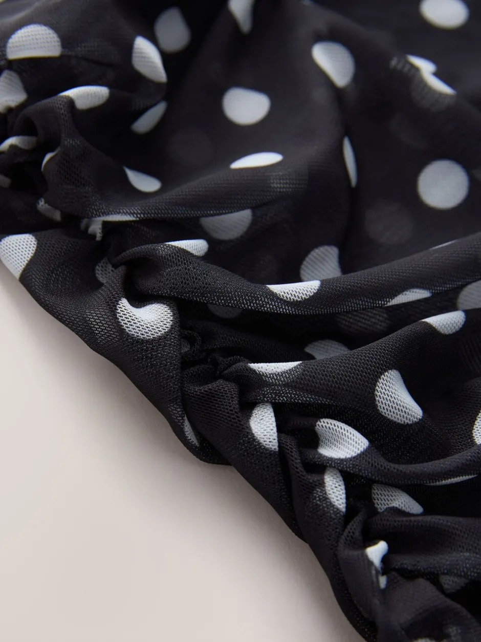 Tops En T-Shirts*Next Zwart met stippen - Top met lange mouwen, gerimpelde zijkanten en mesh