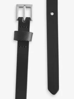 Ceintuurs|Next Zwart met zilver - Smalle leren riem