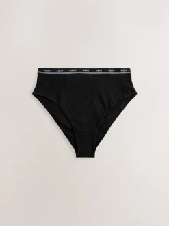 Onderbroeken|Next Zwart met zwart logo - 4 Katoenen slipjes met logotailleband