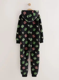 Nachtkleding En Pyjama's*Next Zwart Minecraft - Fleece onesie met licentie (4-16jr)