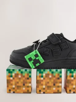 Sneakers|Sneakers|Next Zwart Minecraft - School Touch Fastening Elastic Lace Shoes