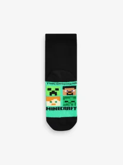 Sokken|Next Zwart Minecraft - Verpakking van 5 paar sokken met hoog aandeel katoen