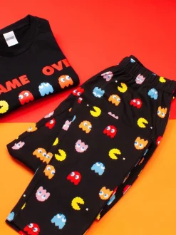 Pyjama's*Vanilla Underground - pyjama met lange pijpen Zwart Pacman