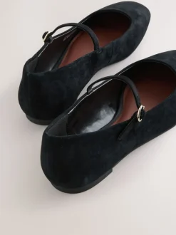 Lage Schoenen*Next - Forever Comfort® Leather Square Toe Mary Jane Shoes Zwart suède