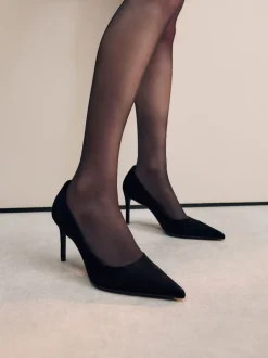 Schoenen Met Hakken*Next - Leren mid-court pumps Zwart suède