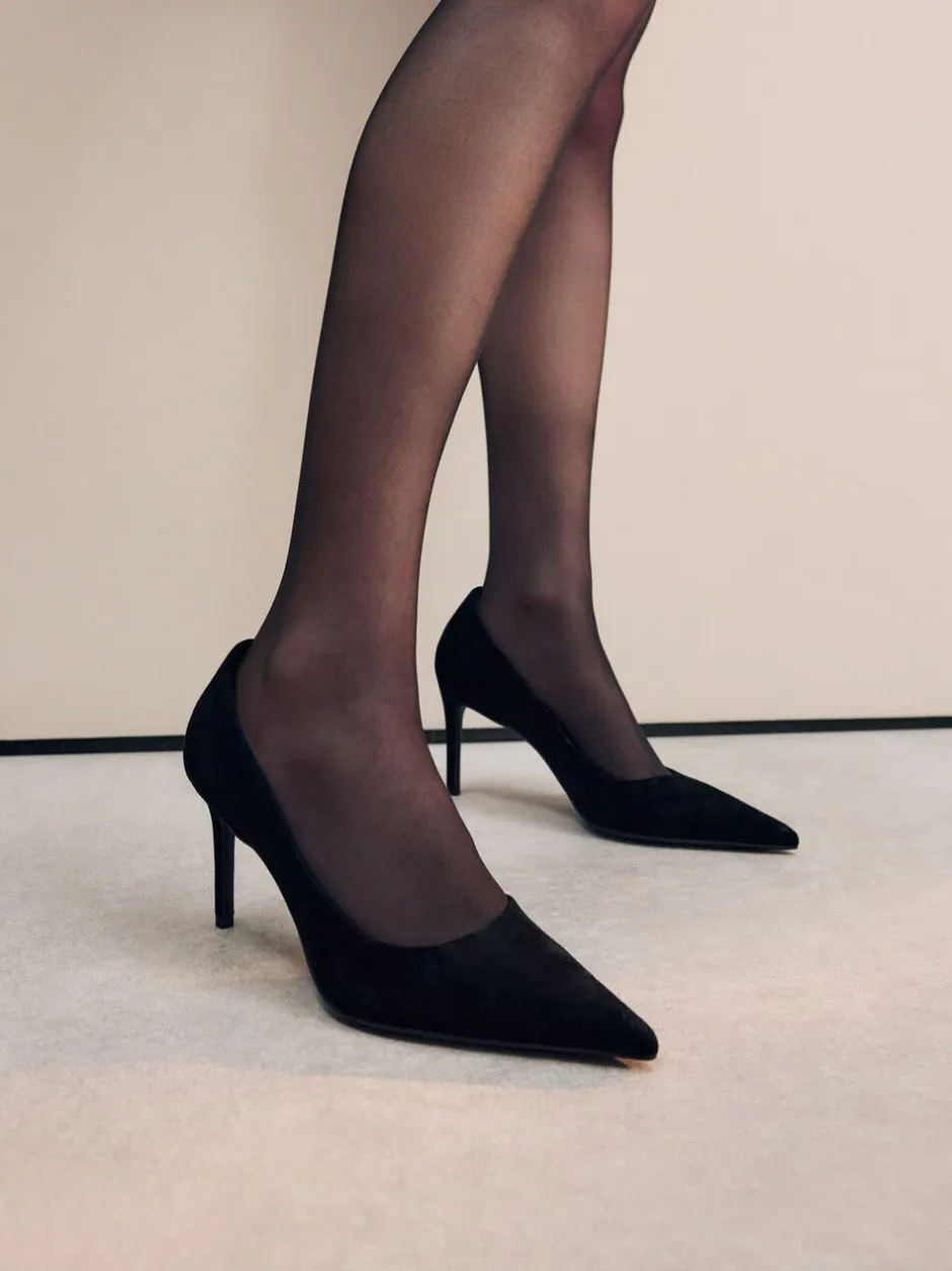 Schoenen Met Hakken*Next - Leren mid-court pumps Zwart suède