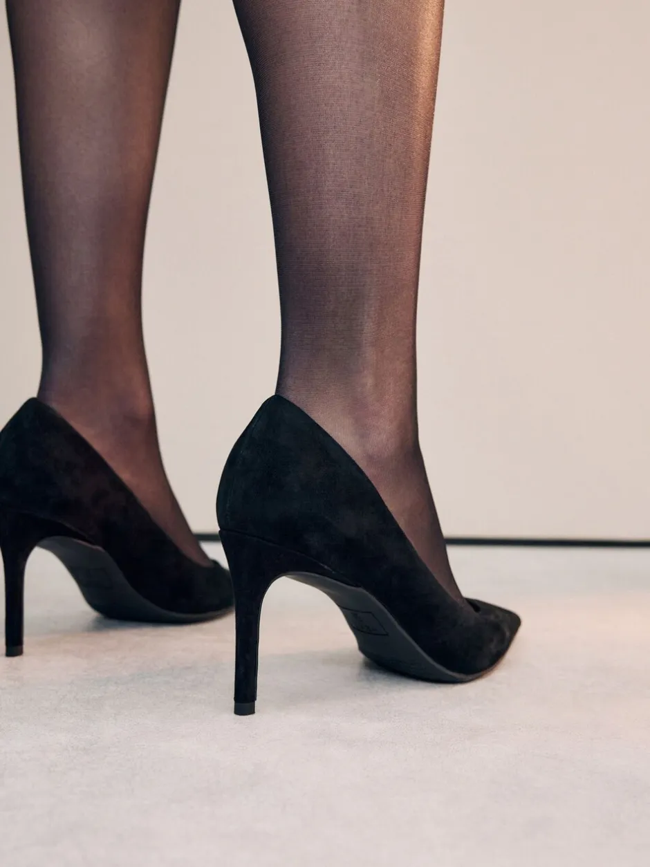 Schoenen Met Hakken*Next - Leren mid-court pumps Zwart suède