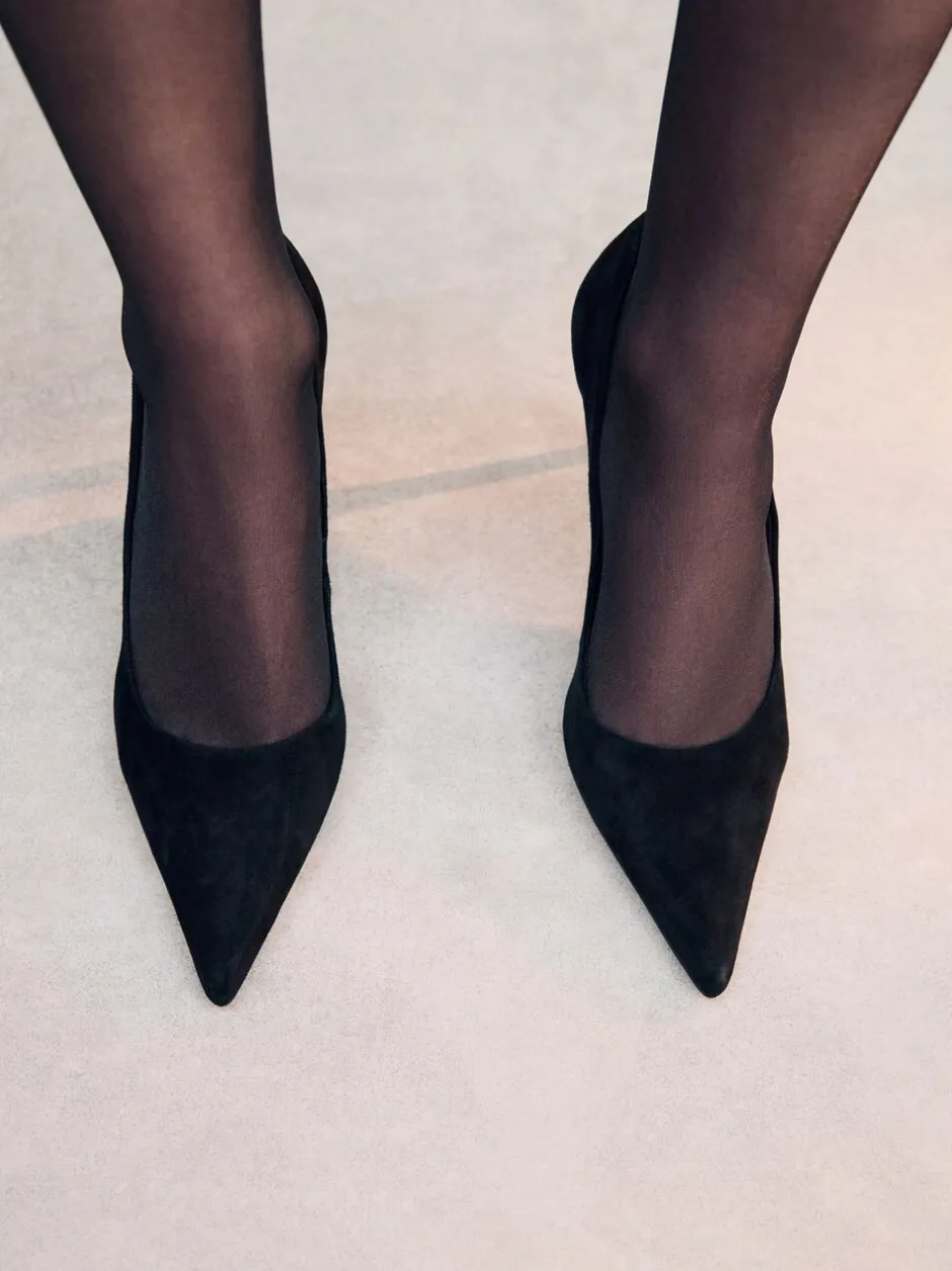 Schoenen Met Hakken*Next - Leren mid-court pumps Zwart suède