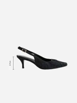 Ruimvallend En Extraruimvallend|Schoenen Met Hakken|Next - Leren slingbackhakken met uitsnijdingen en hardwaredetails Zwart suède
