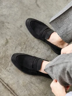 Schoenen*Linzi - Aurelio Penny Loafers Zwart suède