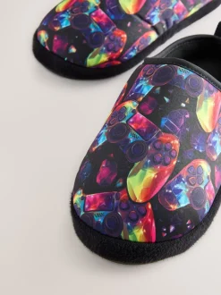 Nachtkleding En Pyjama's|Pantoffels|Next Zwart veelkleurige Gamer - Warme gevoerde pantoffelmuiltjes
