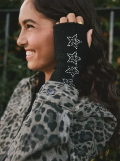 Mutsen, Handschoenen En Sjaals|Rockett St George - Handwarmers Zwart versierd met ster studs