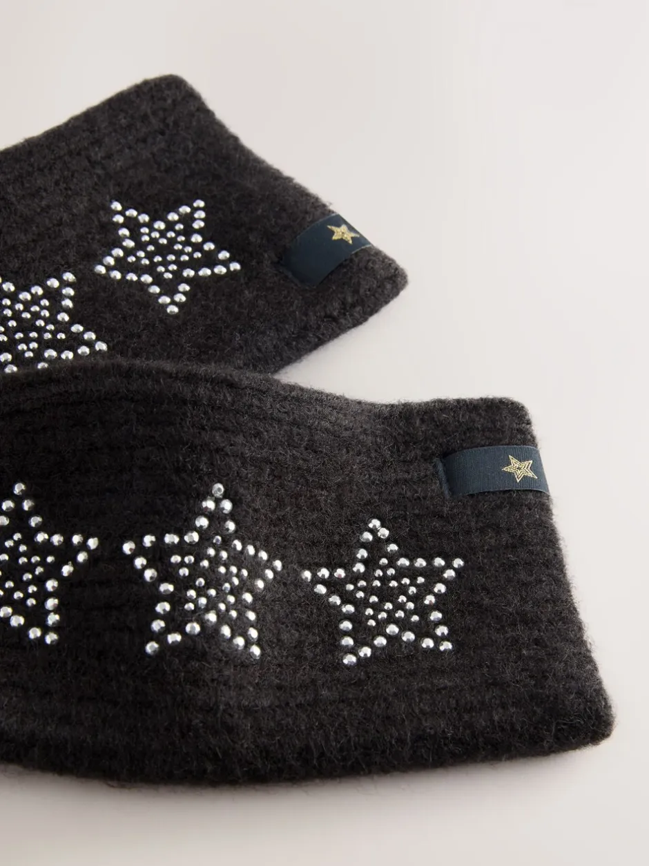 Mutsen, Handschoenen En Sjaals|Rockett St George - Handwarmers Zwart versierd met ster studs