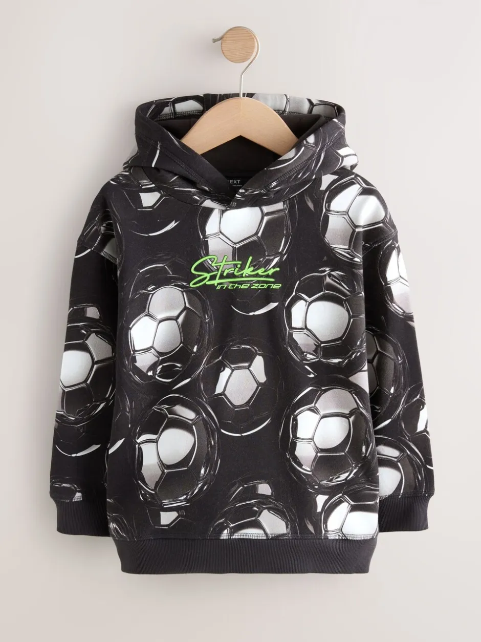 Sweaters En Hoody´S|Next Zwart voetbalprint - Grafische print hoodie voor oudere jongens (3-16jaar)