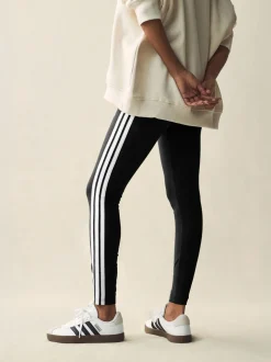 Sportkleding|Leggings En Joggingbroeken*adidas Zwart wit - Essentials katoenen legging met 3 strepen