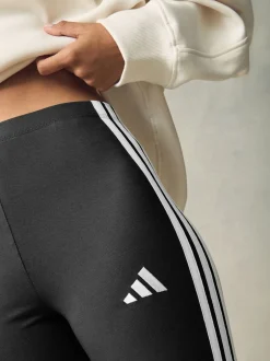 Sportkleding|Leggings En Joggingbroeken*adidas Zwart wit - Essentials katoenen legging met 3 strepen