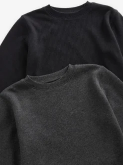 Ondergoed|Schoolkleding|Next Zwart/antraciet - 2 -pack thermische tops met lange mouwen (2-16jr)