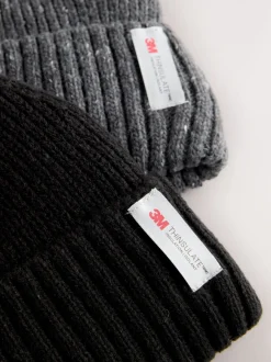 Mutsen, Sjaals En Handschoenen*Next - Thinsulate beanie-mutsen 2 stuks Zwart/antraciet