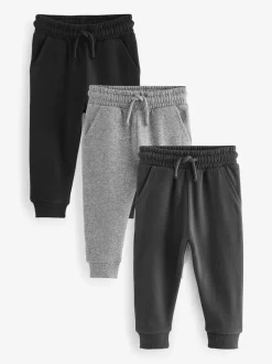 Jeans En Joggingbroeken|Joggingbroeken|Next - Verpakking van 3 zachte joggingbroeken (3 mnd-7 jr) Zwart/antraciet/grijs