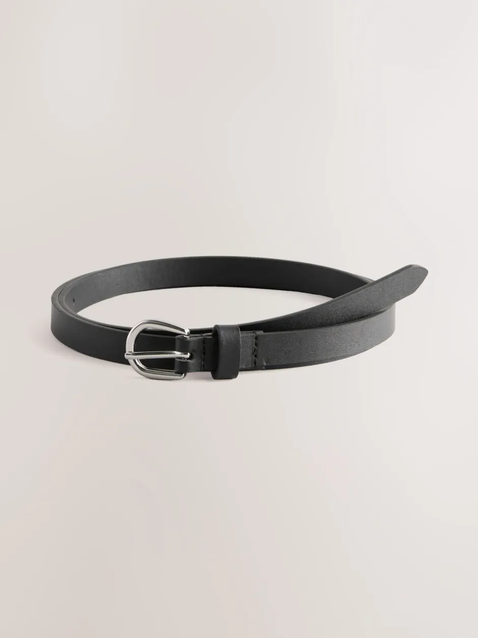 Ceintuurs|Next - PU Skinny Riemen 2 Pakket Zwart/bruin