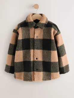 Jassen En Jacks*Next Zwart/bruin Buffalo - Fleece shacket van borg met ruit (3-16jr)