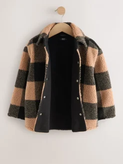 Jassen En Jacks*Next Zwart/bruin Buffalo - Fleece shacket van borg met ruit (3-16jr)