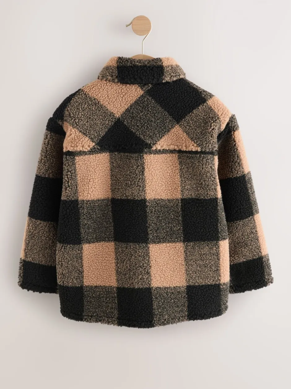 Jassen En Jacks*Next Zwart/bruin Buffalo - Fleece shacket van borg met ruit (3-16jr)