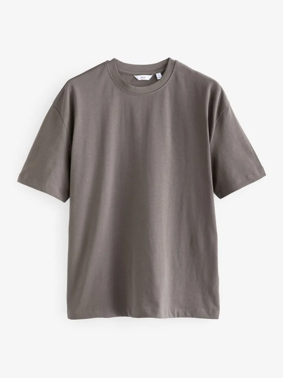 T-Shirts En Hemden*Next Zwart/Bruin/Licht Naturel - Relaxed fit - Verpakking van 3 T-shirts van zware stof
