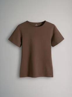 Tops En T-Shirts|The Set - 5 Pack Korte mouwen T-shirts met Ronde hals Zwart/bruin/neutraal/nude/wit