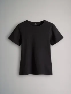Tops En T-Shirts|The Set - 5 Pack Korte mouwen T-shirts met Ronde hals Zwart/bruin/neutraal/nude/wit