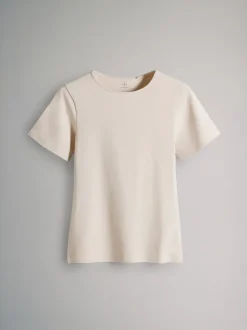 Tops En T-Shirts|The Set - 5 Pack Korte mouwen T-shirts met Ronde hals Zwart/bruin/neutraal/nude/wit