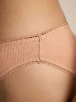 Onderbroeken|Next - Verpakking van 3 geribbelde katoenen slips Zwart/caramel Huidskleur/praline Huidskleur
