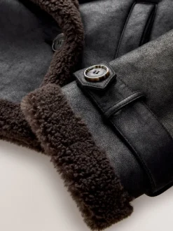 Jassen En Jacks*Next Zwart/chocoladebruin - Faux Shearling Cropped Aviator Jacket