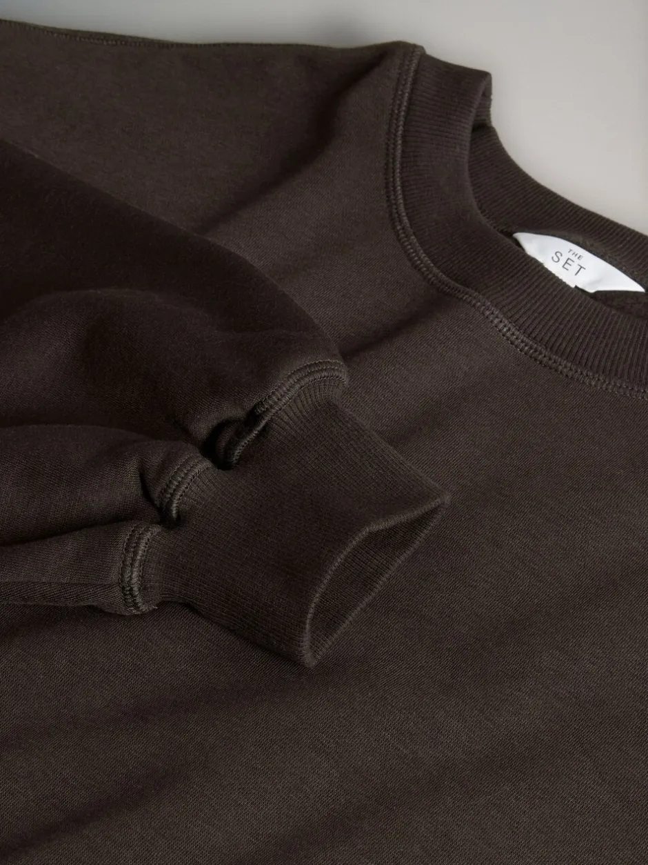 Hoody's En Sweatshirts*The Set - 2 Pack Longline Crew Neck Sweatshirt Zwart/chocoladebruin