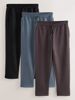 Joggingbroeken*Next - Brushback Heavyweight 3 Pack Joggers Zwart/Chocoladebruin/Staalblauw