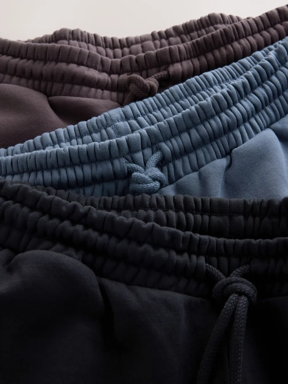 Joggingbroeken*Next - Brushback Heavyweight 3 Pack Joggers Zwart/Chocoladebruin/Staalblauw