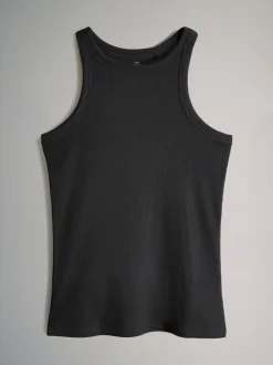 Sportkleding|The Set - 5 Pack Racer Ribbed Vests Zwart/chocoladebruin/taupebruin/streep/wit