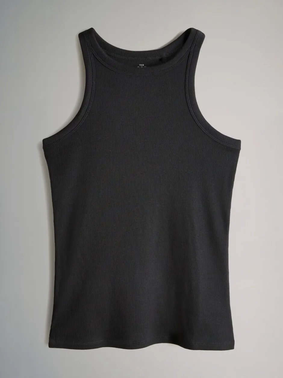 Sportkleding|The Set - 5 Pack Racer Ribbed Vests Zwart/chocoladebruin/taupebruin/streep/wit