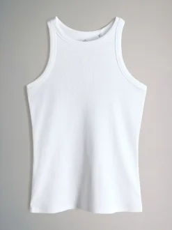 Sportkleding|The Set - 5 Pack Racer Ribbed Vests Zwart/chocoladebruin/taupebruin/streep/wit