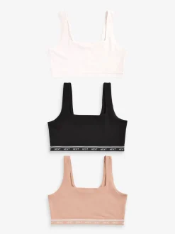 Beha's*Next - Gewatteerde cropped tops met ultiem comfort Zwart/crème/praline huidskleur