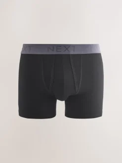 Ondergoed|Ondergoed|Next Zwarte en blauwe/bruine taillebanden - Standaard - 10 Boxershorts zonder plooi
