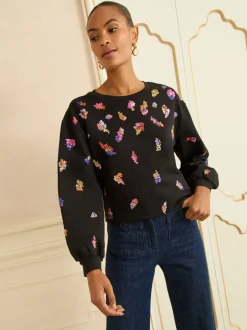 Hoody's En Sweatshirts|Love & Roses - Christmas Jersey Sweatshirt Zwarte en veelkleurige Pailletten