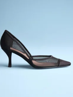 Schoenen Met Hakken|Next - Tabitha Simmons x Mary Grace Leather Chisel Toe Court Heels Zwarte mesh