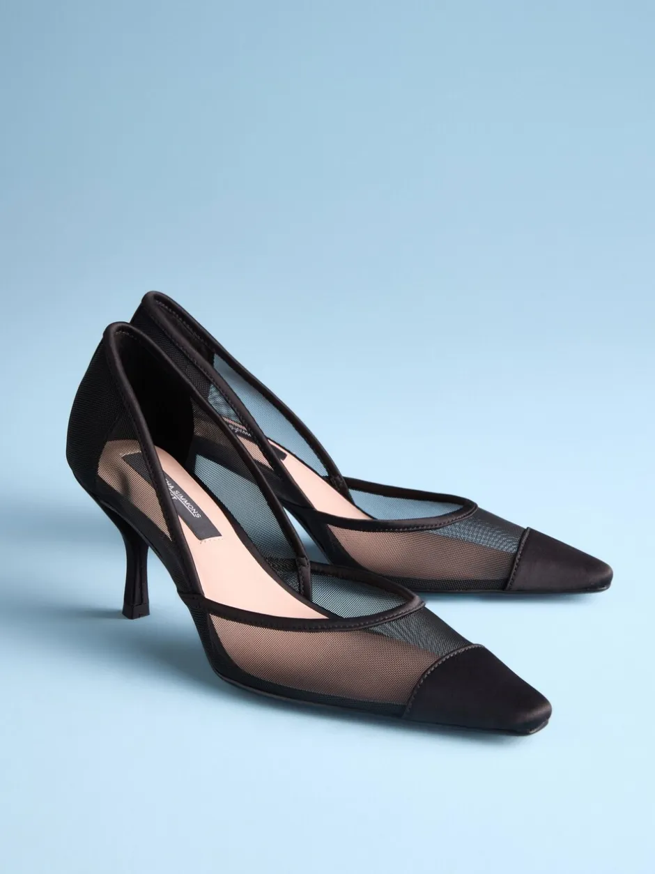 Schoenen Met Hakken|Next - Tabitha Simmons x Mary Grace Leather Chisel Toe Court Heels Zwarte mesh