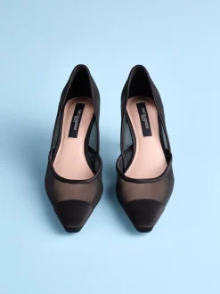 Schoenen Met Hakken|Next - Tabitha Simmons x Mary Grace Leather Chisel Toe Court Heels Zwarte mesh
