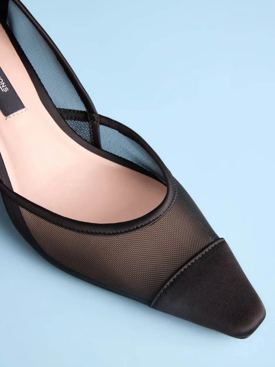 Schoenen Met Hakken|Next - Tabitha Simmons x Mary Grace Leather Chisel Toe Court Heels Zwarte mesh