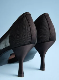Schoenen Met Hakken|Next - Tabitha Simmons x Mary Grace Leather Chisel Toe Court Heels Zwarte mesh