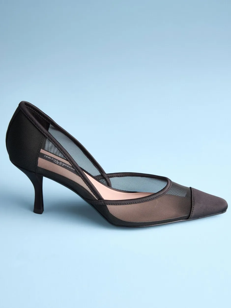 Schoenen Met Hakken|Next - Tabitha Simmons x Mary Grace Leather Chisel Toe Court Heels Zwarte mesh