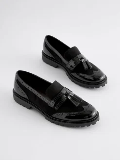 Lage Schoenen|Next - Loafers met dikke zool met profiel en kwastjes Zwarte mix